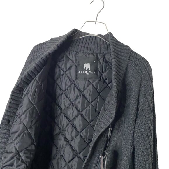 American Stitch quilt lined cardigan sweater coat jacket elbow patch L mens NWT - Picture 5 of 11